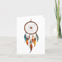 Bohemian Feather Dreamcatcher Greetings Card