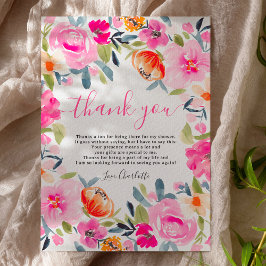 Tarjeta De Agradecimiento Bohemian floral audaz aquarela para baby shower de