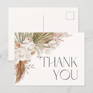 Tarjeta de agradecimiento Bohemian Floral y Plumas