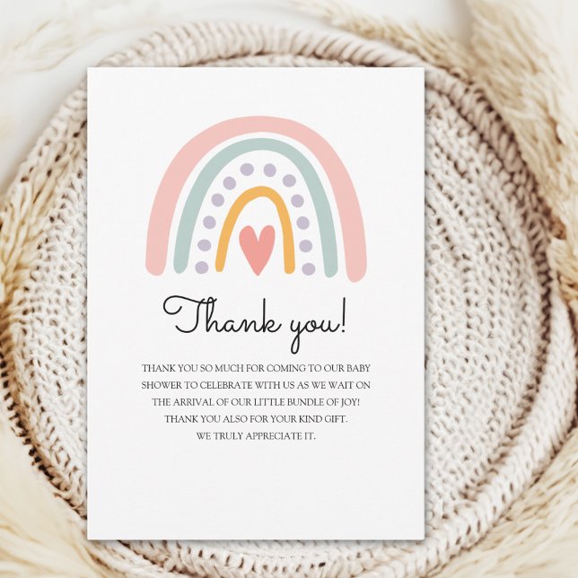 Tarjeta De Agradecimiento Bohemian Pastel Rainbow Baby Shower for a Girl (Subido por el creador)