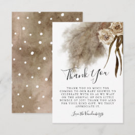 Tarjeta De Agradecimiento Bohemias Pampas Grass Floral Fall Baby Shower