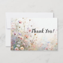 Tarjeta De Agradecimiento Boho Acuarela Flor Silvestre Floral Personalizado