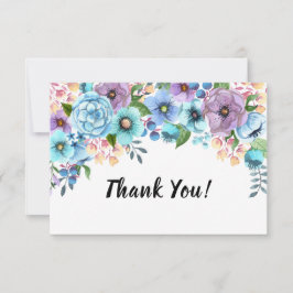 Tarjeta De Agradecimiento Boho Acuarela Floral Lila y Verde Personalizable