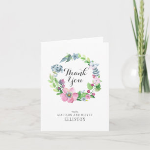 Tarjeta De Agradecimiento Boho Acuarela Floral & Mariposa   Gracias