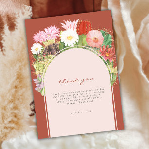 Tarjeta De Agradecimiento Boho Arch Cactus Blooming Desert Baby Shower