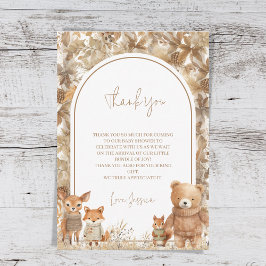 Tarjeta De Agradecimiento Boho Arch Fall Woodland Animals Baby Shower