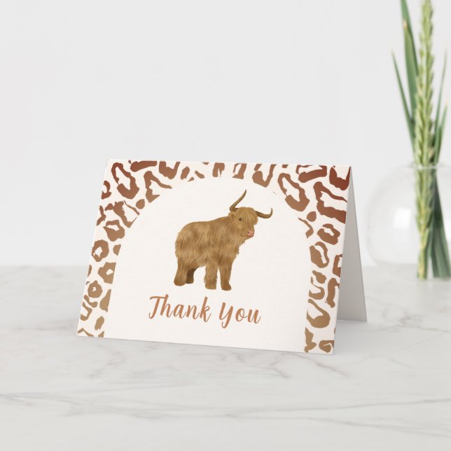 Tarjeta De Agradecimiento Boho Arch Holy Cow Western Baby Shower (Anverso)
