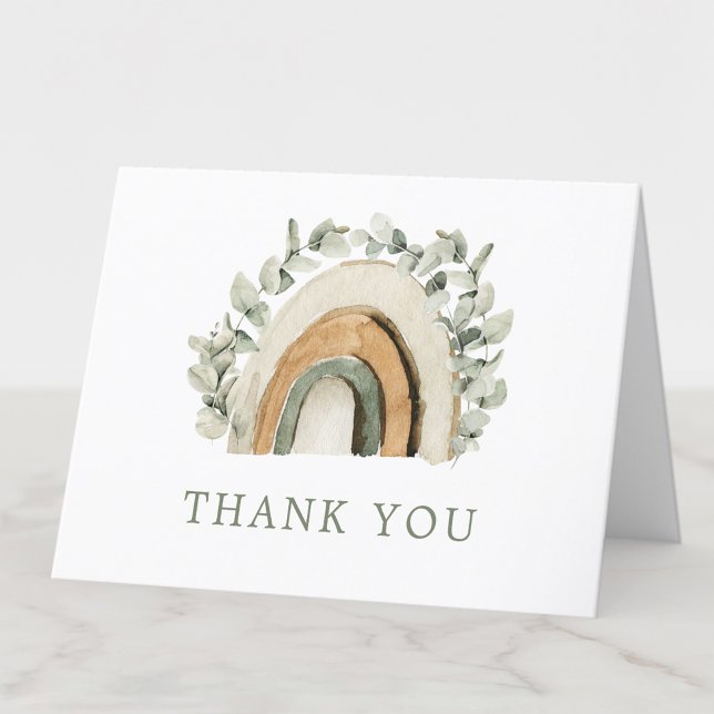 Tarjeta De Agradecimiento Boho Arcoíris Gracias (Boho Watercolor Rainbow Thank You Card by Painted Paperie
)