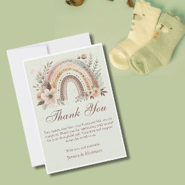 Tarjeta De Agradecimiento Boho Arcoiris Y Flores Baby Shower