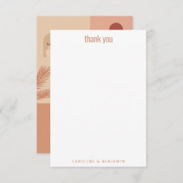 Tarjeta De Agradecimiento Boho Arte Floral Moderno Terracotta Personalizado