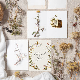 Tarjeta De Agradecimiento Boho Autumn Wildflower | Boda Gracias