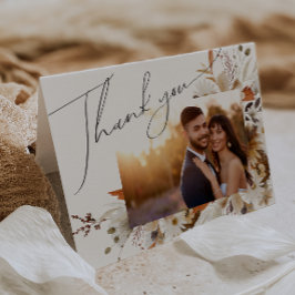 Tarjeta De Agradecimiento Boho Autumn Wildflower | Foto doblada