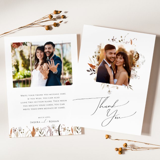 Tarjeta De Agradecimiento Boho Autumn Wildflower | Foto plana (Subido por el creador)