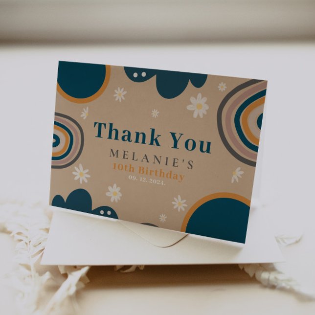 Tarjeta De Agradecimiento Boho Azafrán Margarita Cumpleaños Beige (Subido por el creador)