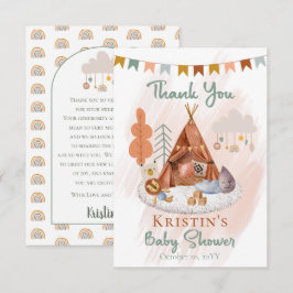 Tarjeta De Agradecimiento Boho Baby Boy Teepee | Juguetes Baby Shower