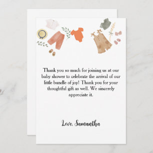 Tarjeta De Agradecimiento Boho baby clothes thank you baby shower