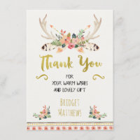 Boho Baby Shower floral tribal le agradece cardar