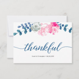 Tarjeta De Agradecimiento Boho Bliss: Elegante Boda de flores acuáticas que