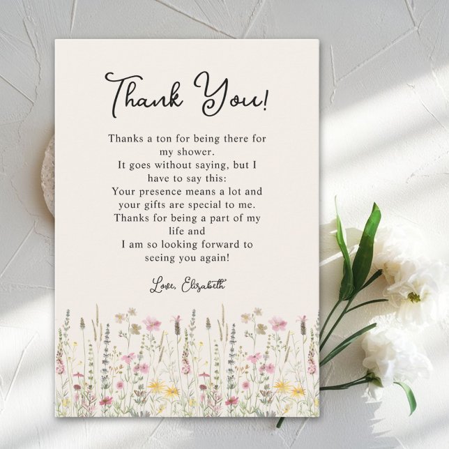 Tarjeta De Agradecimiento "Boho Bloom – Elegant Floral Design" (Subido por el creador)