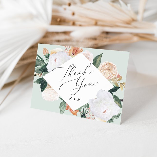 Tarjeta De Agradecimiento Boho Blooms Floral Geométrica (Subido por el creador)
