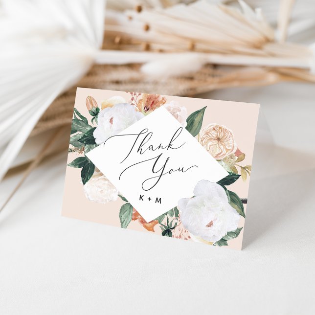 Tarjeta De Agradecimiento Boho Blooms Floral Geométrica (Subido por el creador)
