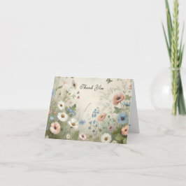Tarjeta De Agradecimiento Boho Blooms y Vintage Vows Boda