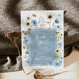 Tarjeta De Agradecimiento Boho Blue Wildflower Garden Boy Baby Shower