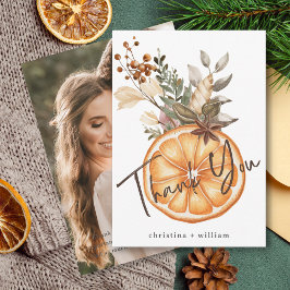 Tarjeta De Agradecimiento Boho Boda de vacaciones de invierno Naranja seco