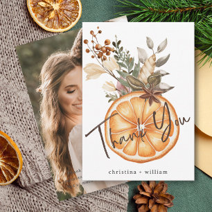 Tarjeta De Agradecimiento Boho Boda de vacaciones de invierno Naranja seco