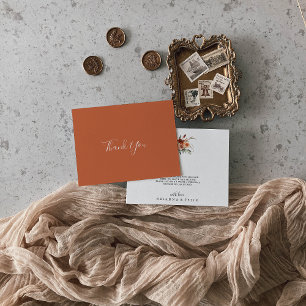 Tarjeta De Agradecimiento Boho Boda floral bruta otoñal