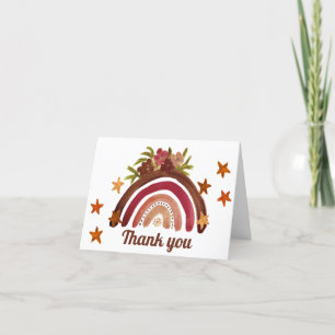 Tarjeta De Agradecimiento Boho Bohemian Rainbow Baby Shower Gracias