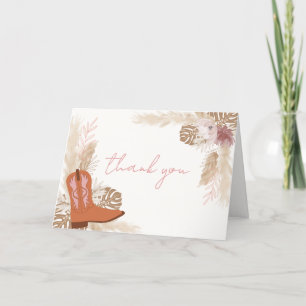 Tarjeta De Agradecimiento Boho Boho moderno rosado boots contra la chica bot