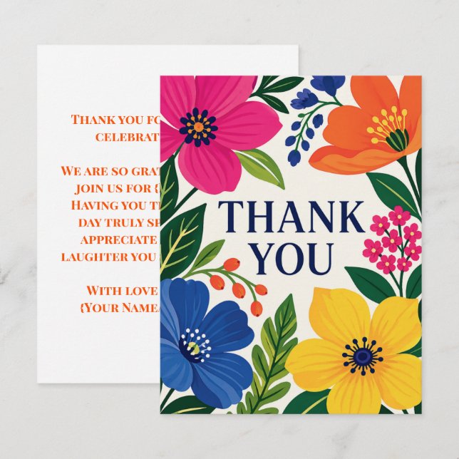 Tarjeta De Agradecimiento Boho Bright Botánico Gracias (Anverso / Reverso)