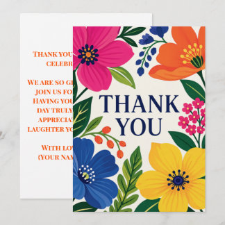 Tarjeta De Agradecimiento Boho Brillante Floral Fiesta Invitado Gracias