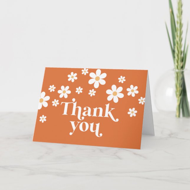 Tarjeta de agradecimiento boho burnt orange Retro  (Anverso)