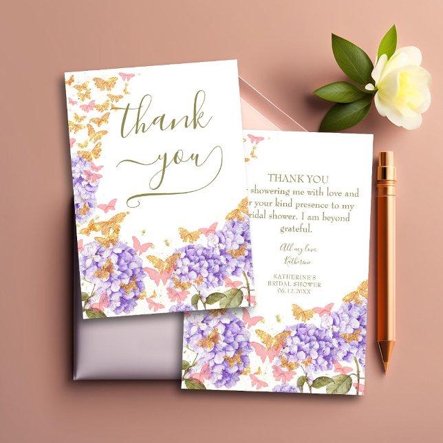 Tarjeta De Agradecimiento Boho Butterflies Rustic Bridal Shower (Subido por el creador)