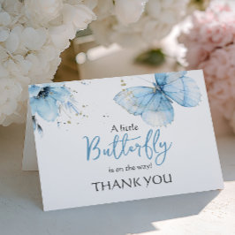 Tarjeta De Agradecimiento Boho Butterfly Wildflower Floral Boy Baby Shower