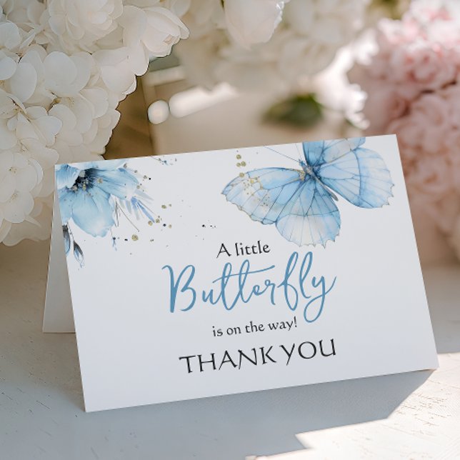 Tarjeta De Agradecimiento Boho Butterfly Wildflower Floral Boy Baby Shower (Subido por el creador)