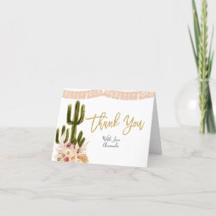 Tarjeta De Agradecimiento Boho Cactus Floral Bridal Shower