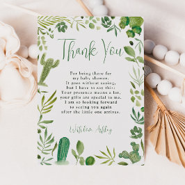 Tarjeta De Agradecimiento Boho cactus verde moda neutra género ducha bebé