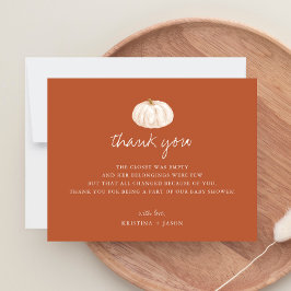 Tarjeta De Agradecimiento Boho Calabaza Caída Baby Shower Gracias Cartas