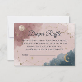 Tarjeta De Agradecimiento Boho Celestial Diaper Raffle Card | Gold Moon
