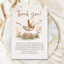 Tarjeta De Agradecimiento Boho Chic Baby Stroller Neutral Baby Shower