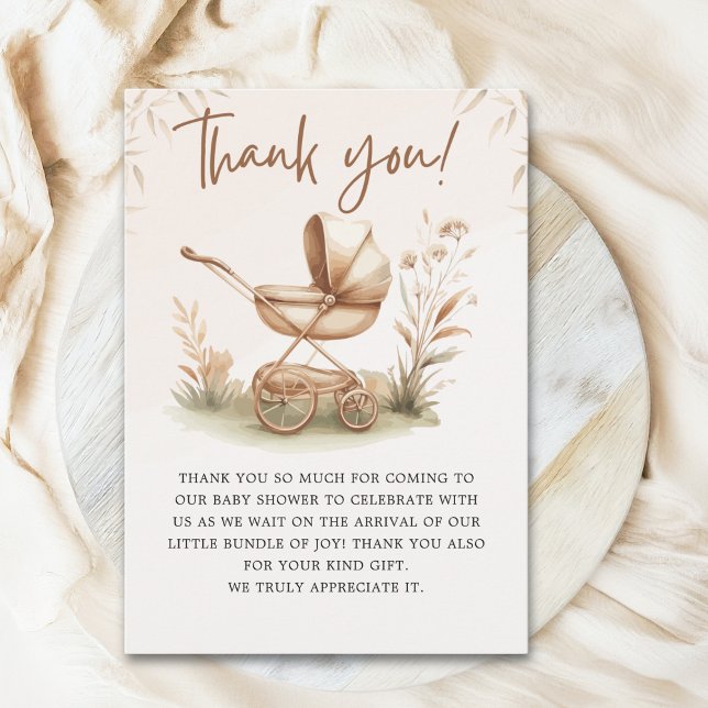 Tarjeta De Agradecimiento Boho Chic Baby Stroller Neutral Baby Shower (Subido por el creador)
