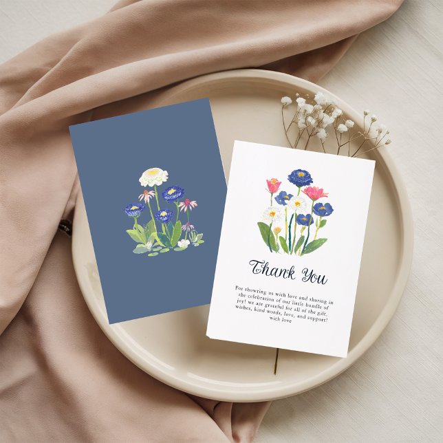 Tarjeta De Agradecimiento Boho Cornflower Daisy Thank You Card Baby Shower  (Subido por el creador)