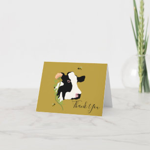 Tarjeta De Agradecimiento Boho Cow Gracias Cartas