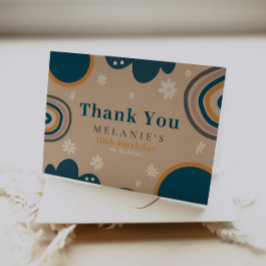 Tarjeta De Agradecimiento Boho Cumpleaños Margarita Beige Arcoíris