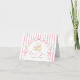 Tarjeta De Agradecimiento Boho Cute A little lamb Pink Bow Gingham