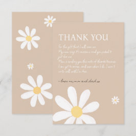 Tarjeta De Agradecimiento Boho Daisy Floral Baby Shower