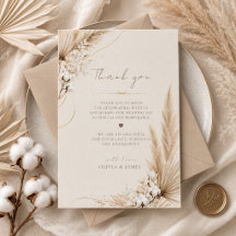 Tarjeta de agradecimiento boho de elegancia de Pam